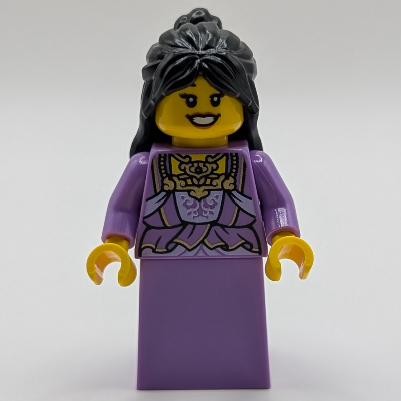 Robe lavande moyen, cheveux noirs (Medium Lavender Dress, Black Hair)