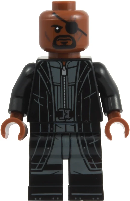 Nick Fury, manteau long, motif imprimé jambes gris bleuté foncé (Nick Fury, Long Coat, Dark Bluish Gray Legs Print)