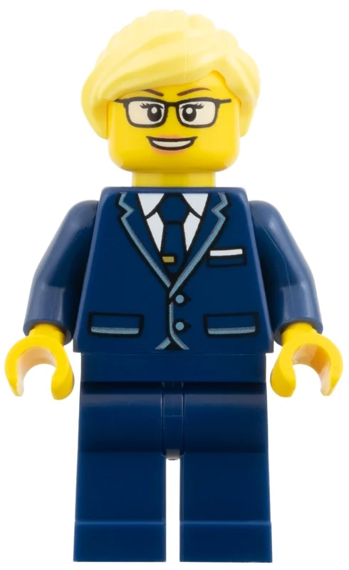 Pilote, costume bleu foncé, cheveux jaune clair lumineux (Pilot, Dark Blue Suit, Bright Light Yellow Hair)