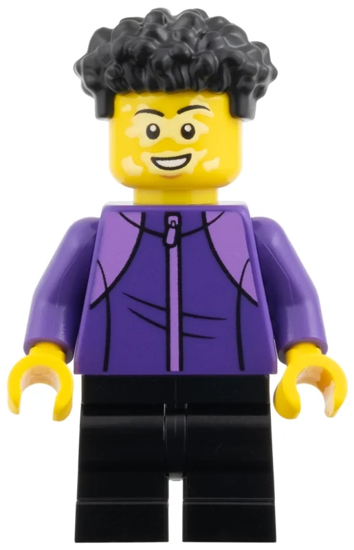 Homme, veste pourpre foncé, jambes moyennes noires (Man, Dark Purple Jacket, Black Medium Legs)
