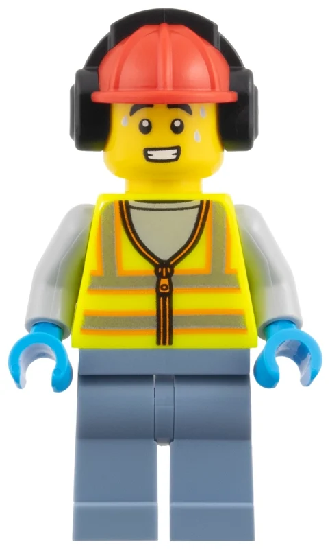 Équipage de l'aéroport, gilet de sécurité jaune vibrant, casque de chantier rouge (Airport Crew, Vibrant Yellow Safety Vest, Red Hard Hat)
