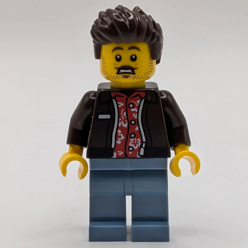 Homme, veste brun foncé, jambes bleu sable, cheveux brun foncé (Man, Dark Brown Jacket, Sand Blue Legs, Dark Brown Hair)