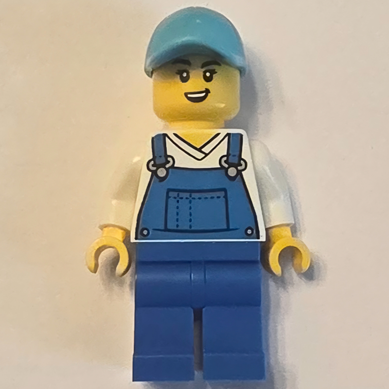 Travailleur de lavage de voiture, salopette bleue, casquette azur moyen (Car Wash Worker, Blue Overalls, Medium Azure Cap)