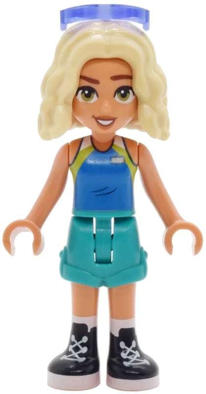 Nova, haut bleu, short turquoise foncé, lunettes de soleil (Nova, Blue Top, Dark Turquoise Shorts, Sunglasses)