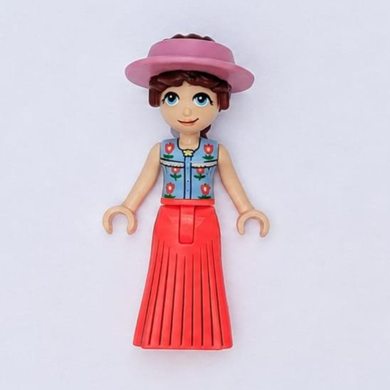 Paisley, haut bleu clair vif, robe corail, visière (Paisley, Bright Light Blue Top, Coral Dress, Visor)
