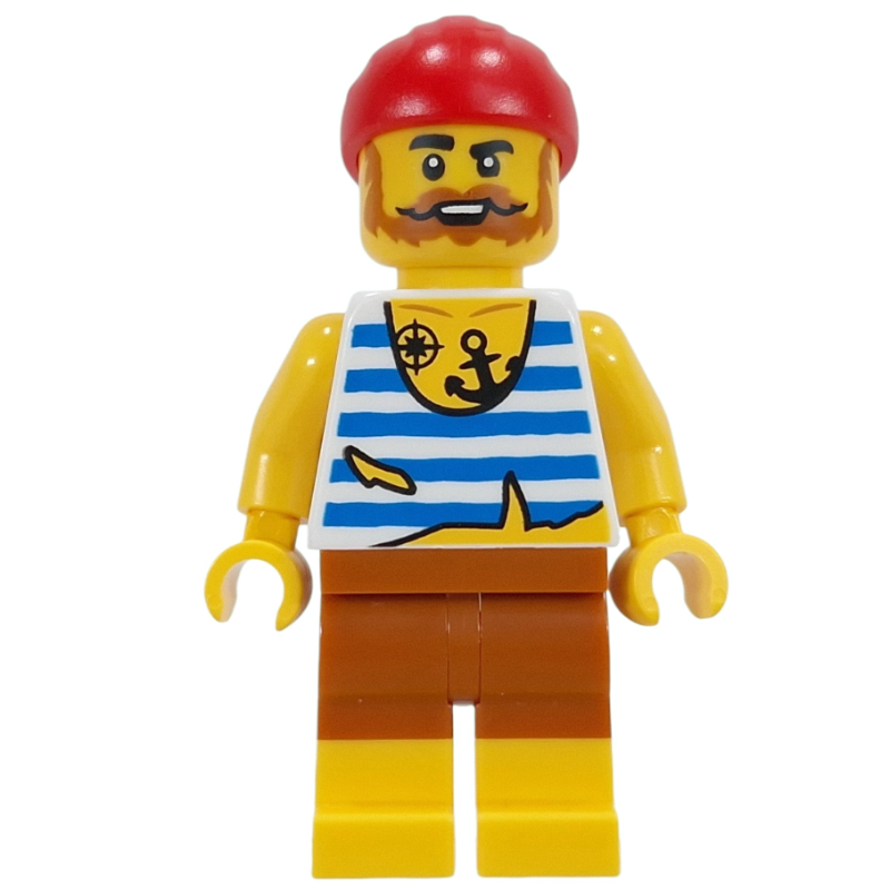 Pirate, gilet blanc, short nougat moyen, bandana rouge (Pirate, White Vest, Medium Nougat Shorts, Red Bandana)