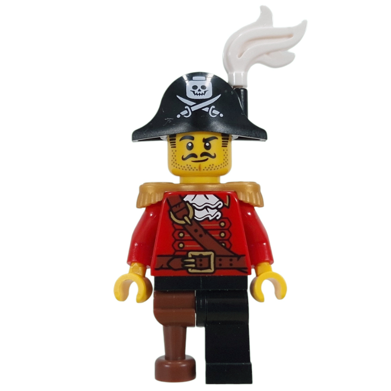 Pirate, manteau rouge, patte de cheville, chapeau bicorne avec plume blanche (Pirate, Red Coat, Peg Leg, Bicorne Hat with White Plume)