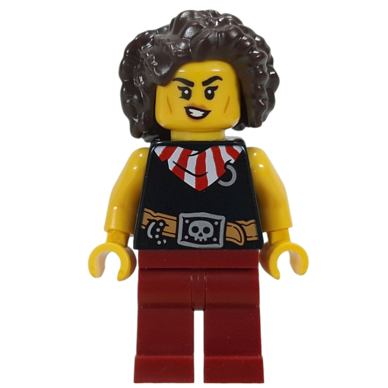 Pirate, gilet noir, jambes rouge foncé, cheveux brun foncé (Pirate, Black Vest, Dark Red Legs, Dark Brown Hair)