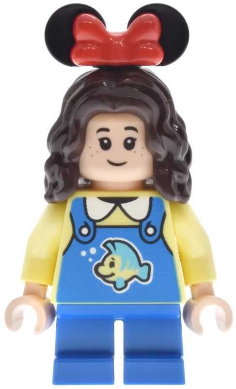 Invité du parc, enfant, torse jaune clair vif, jambes bleues, cheveux brun foncé (Park Guest, Child, Bright Light Yellow Torso, Blue Legs, Dark Brown Hair)