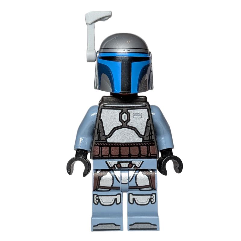 Jango Fett, torse en titane perle avec bras unis, motif imprimé casque noir sur le site de gauche (Jango Fett, Pearl Titanium Torso with Plain Arms, Black Helmet Print on Left-hand Site)