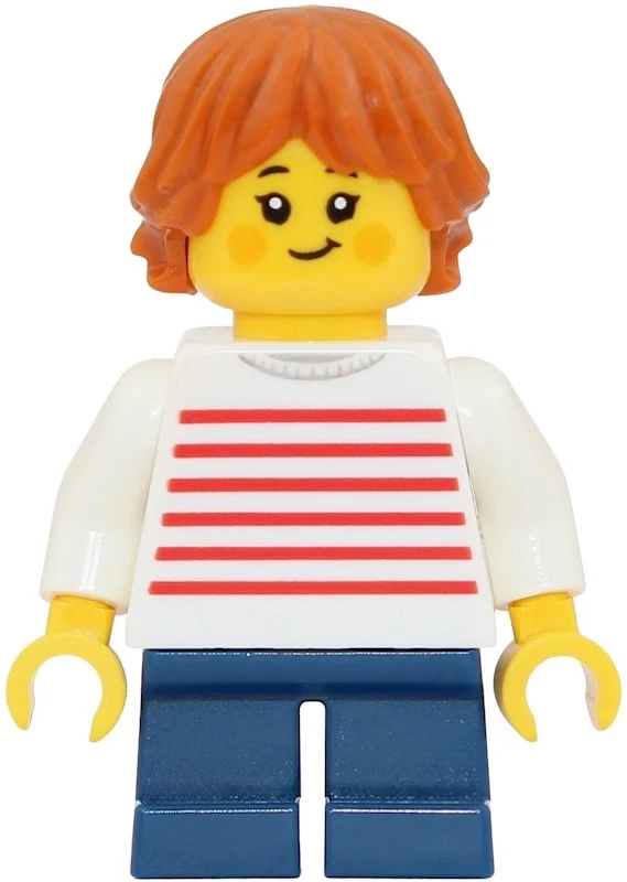 Enfant, torse blanc, jambes bleu foncé, cheveux orange foncé (Kid, White Torso, Dark Blue Legs, Dark Orange Hair)