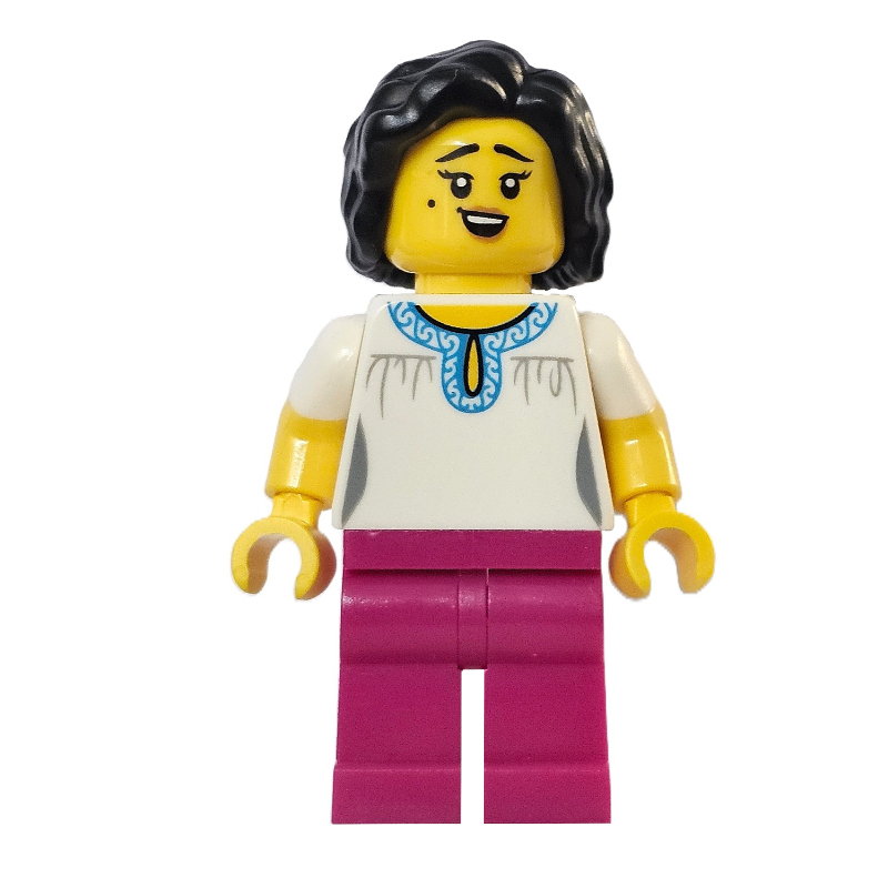 Torse blanc, jambes magenta, cheveux noirs (White Torso, Magenta Legs, Black Hair)