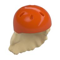 Cheveux et casque, long avec motif Casque orange rougeâtre (Hair and Helmet, Long with Reddish Orange Helmet Pattern)