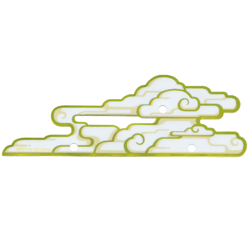 Visuel indicatif Rebrickable de Nuage, 3 trous, jaune et or garniture motif imprimé (Cloud, 3 Holes, Yellow and Gold Trim Print)