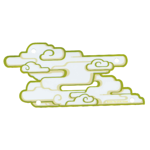 Visuel indicatif Rebrickable de Nuage, 4 trous, jaune et or garniture motif imprimé (Cloud, 4 Holes, Yellow and Gold Trim Print)