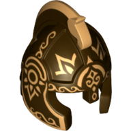 Casque avec protection des joues et cheval peigne (style rohan) avec motif imprimé théoden or (Helmet with Cheek Protection and Horsehead Comb (Rohan Style) with Gold Theoden Print)