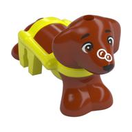 Visuel indicatif Rebrickable de Animal, Chien, Chien teckel avec motif de harnais jaune vif, Bulle en Nez motif imprimé (coquille) (Animal, Dog, Dachshund with Vibrant Yellow Harness Pattern, Bubble in Nose Print (Pickle))