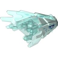 Visuel indicatif Rebrickable de Partie du corps de la créature, tête de dragon mâchoire supérieure avec des pointes avec motif bleu clair transparent et yeux bleus foncés, marquages bleus moyens imprimé (Creature Body Part, Dragon Head Upper Jaw with Spikes with Trans-Light Blue Pattern and Dark Blue Eyes, Medium Blue Markings Print)