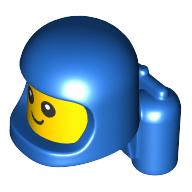 Tête de minifigurine Spécial, Bébé avec Casque et bouteilles d’air, Motif tête jaune, motif : visage avec pupilles blanches (Minifig Head Special, Baby with Helmet and Airtanks, Yellow Head Pattern, Face with White Pupils Print)