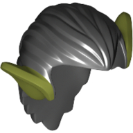 Cheveux, Orc Oreilles, vert olive imprimé (Hair, Orc Ears, Olive Green Print)