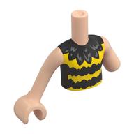 Torse de mini-poupée, Réduction des membres gauches avec motif imprimé noir/jaune (abeille), bras et main de nougat clair (Minidoll Torso, Left Limb Reduction with Black/Yellow Striped Top (Bee) Print, Light Nougat Arms and Hand)
