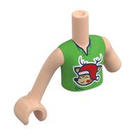 Visuel indicatif Rebrickable de Torse de mini-poupée, Réduction des membres gauches avec chemise vert vif, renne avec motif imprimé Santa chapeau, bras et main de nougat clair (Minidoll Torso, Left Limb Reduction with Bright Green Shirt, Reindeer with Santa Hat Print, Light Nougat Arms and Hand)