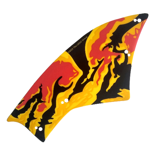 Visuel indicatif Rebrickable de Écailles d'aile, gauche, toruk, rouge et jaune, motif imprimé bord noir (Wing, Left, Toruk, Red and Yellow Scales, Black Trim Print)