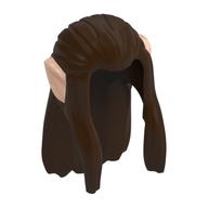 Visuel indicatif Rebrickable de Cheveux longs droits avec tresse dans le dos, longues boucles sur les oreilles avec motif d'oreilles elfe nougat clair (Hair Long Straight with Braid in back, Long Locks over Ears with Light Nougat Elf Ears Pattern)