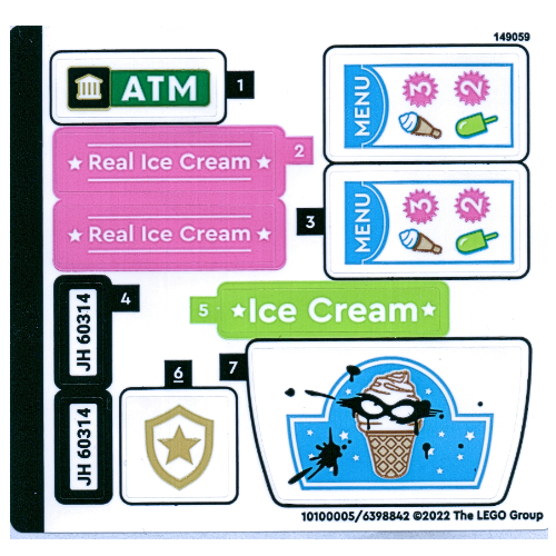 Visuel indicatif Rebrickable de Feuille d’autocollants pour le set 60314-1 (Sticker Sheet for Set 60314-1)