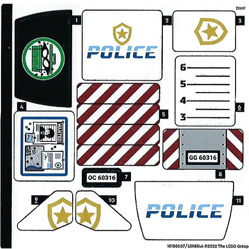 Visuel indicatif Rebrickable de Feuille d’autocollants pour le set 60316-1 (Sticker Sheet for Set 60316-1)