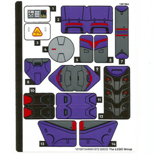Visuel indicatif Rebrickable de Feuille d’autocollants pour le set 76831-1 (Sticker Sheet for Set 76831-1)