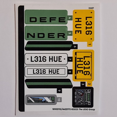 Visuel indicatif Rebrickable de Feuille d’autocollants pour le set 10317-1 (Sticker Sheet for Set 10317-1)