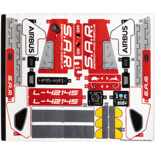 Visuel indicatif Rebrickable de Feuille d'autocollant 1 pour coffret 42145-1 (Sticker Sheet 1 for Set 42145-1)