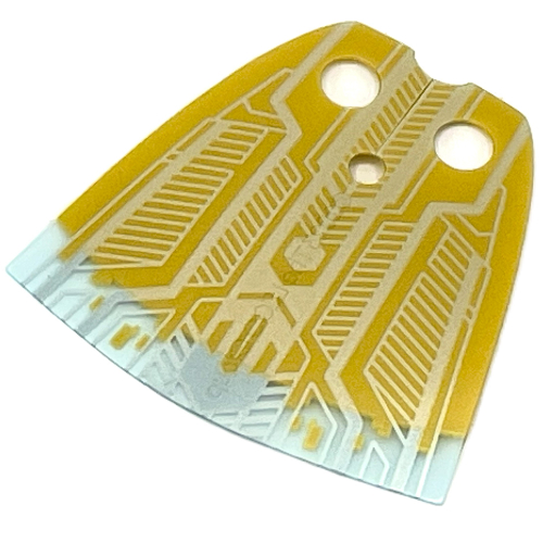 Cape col, jaune avec fond transparent, motif imprimé circuit argent (Vision) (Neckwear Cape, Yellow with Trans-Clear Bottom, Silver Circuitry Print (Vision))