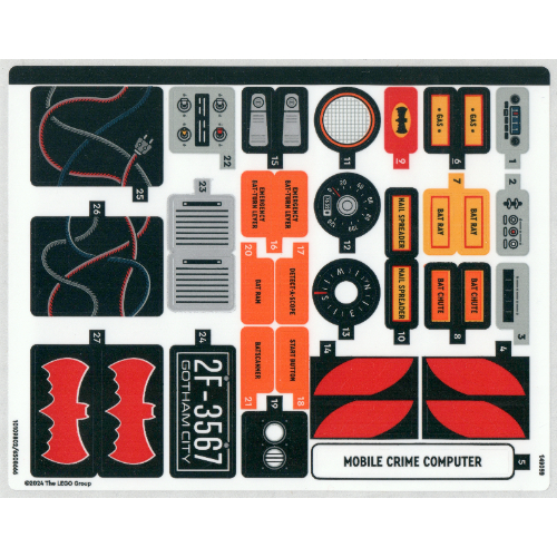Visuel indicatif Rebrickable de Feuille d'autocollant 1 pour coffret 76328-1 (Sticker Sheet 1 for Set 76328-1)