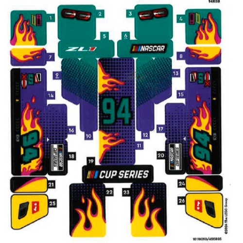 Visuel indicatif Rebrickable de Feuille d'autocollant 1 pour coffret 76395-1 (Sticker Sheet 1 for Set 76395-1)