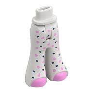Visuel indicatif Rebrickable de Bassin mini-poupée et pantalon grand avec des chaussures rose vif, rose vif / cœurs bleu foncé motif imprimé (Minidoll Hips and Wide Pants with Bright Pink Shoes, Bright Pink/Dark Blue Hearts Print)