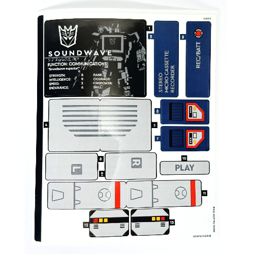 Visuel indicatif Rebrickable de Feuille d’autocollants pour le set 10358-1 (Sticker Sheet for Set 10358-1)
