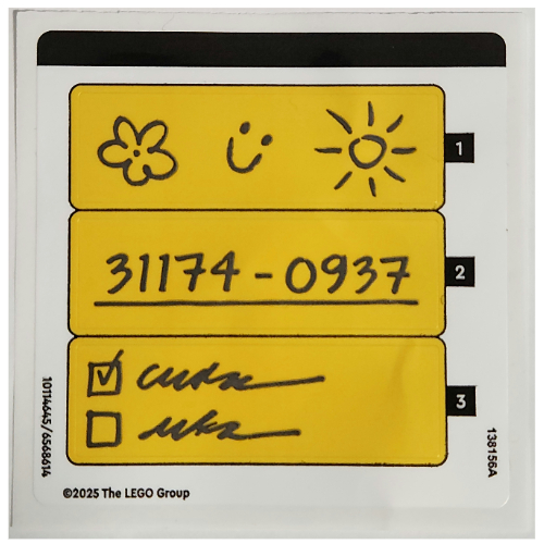 Visuel indicatif Rebrickable de Feuille d’autocollants pour le set 31174-1 (Sticker Sheet for Set 31174-1)