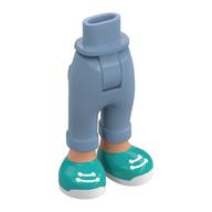 Mini-poupée aux bassin et pantalon plié avec jambes de nougat, chaussures turquoise foncé/blanc motif imprimé (Minidoll Hips and Folded Trousers with Nougat Legs, Dark Turquoise/White Shoes Print)