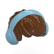 Cheveux courts ébouriffés avec casque moyen motif imprimé azur (Hair Short Tousled with Headphones Medium Azure Print)