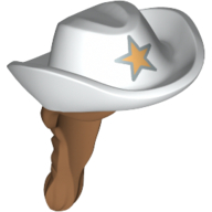 Cheveux et chapeau, cowboy avec étoile et nougat moyen motif imprimé (Hair and Hat, Cowboy with Star and Medium Nougat Braid Print)