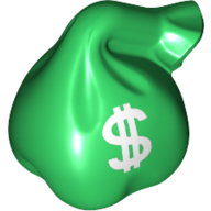 Visuel indicatif Rebrickable de Sac / sac avec poignée avec '$' / dollar signe motif imprimé (Bag / Sack with Handle with '$' / Dollar Sign Print)
