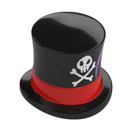 Chapeau haut de forme avec crâne blanc&os, bande rouge motif imprimé (Top Hat with White Skull&Bones, Red Band Print)