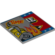 Visuel indicatif Rebrickable de Tuile 6 x 6 avec demi bus et motif imprimé 'TIME' (Tile 6 x 6 with Bus Half and 'TIME' Print)