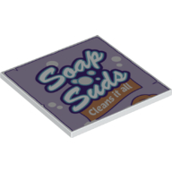 Visuel indicatif Rebrickable de Tuile 6 x 6 avec motif imprimé 'Soap Suds' et 'Cleans it all' (Tile 6 x 6 with 'Soap Suds' and 'Cleans it all' Print)