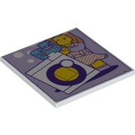 Visuel indicatif Rebrickable de Tuile 6 x 6 avec machine à laver et motif imprimé minifigurine féminine (Tile 6 x 6 with Washing Machine and Female Minifigure Print)