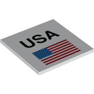 Visuel indicatif Rebrickable de Tuile 6 x 6 avec 'USA', motif imprimé drapeau américain (Tile 6 x 6 with 'USA', American Flag Print)