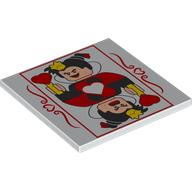 Visuel indicatif Rebrickable de Tuile 6 x 6 avec le modèle imprimé de carte à jouer de Reine de cœurs (Tile 6 x 6 with Queen of Hearts Playing Card Print)