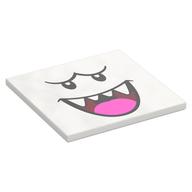 Tuile 6 x 6 avec King Boo Face, motif imprimé Langue Rose Foncé (Tile 6 x 6 with King Boo Face, Dark Pink Tongue Print)